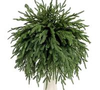 KKSTY 6Pcs Norfolk Pine Stems,17''Real Touch Artificial Norfolk Pine Branches Christmas Foliage Picks Tree Filler Branches for Xmas Vase Filler Wreath Garland Home Decor