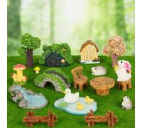 KKSTY Fairy Garden Accessories, 23-Pieces Resin Miniature Figurines, Mini Garden Decor for Terrariums, Bonsai, Succulent Pots, Desktop Landscaping, Aquarium Decoration