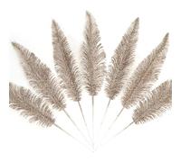 KKSTY Pack of 16 Artificial Glitter Feather False Leaves Christmas Tree Picks Sprays for Xmas Tree Carnival Party Decoration Festival Home Decor Flower Arrangment Vase Filler (Champagne Gold)