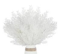 KKSTY Pack of 16 Artificial Pine Branches Glitter Twig Ornaments, 13.3'' Glittery Christmas Tree Picks Stems for Xmas Decor,DIY Crafts,Wreath Making Supplies,Small Vase Filler (White)