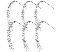 KKSTY Pack of 6 Silver Christmas Glitter Berry Picks Sprays, 30inch Long Artificial Berry Stems Willow Berries Twigs for Christmas Tree Decoration Floral Arrangement Vase Filler Winter Holiday Decor