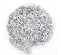 KKSTY Silver Christmas Snowflake Tinsel Garland, 32.8ft(10M) Long and Thick Metallic Twist Tinsel Garlands for Christmas Tree Decoration Winter Holiday New Year Party Supplies