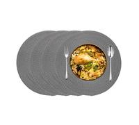 KKTECH Christmas Placemats - Set of 4 Round Place Mats for Table, Washable & Waterproof Table Mats, Heat Resistant for Home, Party, Wedding Décor, 38cm (Dark Grey)