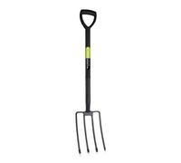 KKTECH Digging Fork Gardening Hand Tool - Durable and Heavy Duty Garden Fork with Long Handle, Carbon Steel Shaft, and PVC Grip - Black
