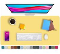 KKTECH Leather Desk Pad, Non-Slip, Mouse Pad, Premium Office Table Writing Mat for Laptop Writing, Waterproof Leather Mat (Yellow, 60 x 35)