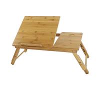 KKTONER Bamboo Laptop Tray With Height Adjustable Foldable Legs - Portable Lap Desk for Breakfast, Snack Serving, Bed, Drawing (FLAT)