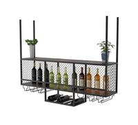 KKTX Hanging Wine Rack, Ceiling Decoration Wine Glass Rack，Bar Display Wine Storage Holder, for Bar Cafe Home KitchenBlack,100cm