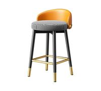 KKTX Pub Height Barstool, Round leather Seat Black Metal Legs Bar Chairs for Dining Room, Kitchen, Island Pub, Bistro, RestaurantMulti-colored,75cm