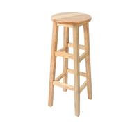 KKTX Set of 2 Solid Wood High Round Stool Modern Minimalist Front Desk Bar Stool Retro Home Dining Chair, Natural FinishWood color,80cm