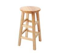 KKTX Set of 2 Solid Wood High Round Stool Modern Minimalist Front Desk Bar Stool Retro Home Dining Chair, Natural FinishWood color,60cm