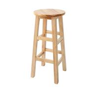 KKTX Set of 2 Solid Wood High Round Stool Modern Minimalist Front Desk Bar Stool Retro Home Dining Chair, Natural FinishWood color,70cm
