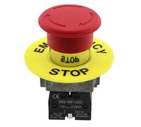 KKUANG Emergency Stop Pushbutton Switch Emergency Stop Pushbutton Switch 600V 10A with Emergency Stop Sign Circle 2NC Silver Dot Mounting Aperture 22mm Red Mushroom Equipment Stop Switch