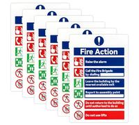 KKUOYT 6pcs Fire Action Notice Sign 30 x 20cm Self Adhesive Fire Action Sign Rigid Plastic Fire Safety Signs for Buildings, Schools, Businesses, Public Places
