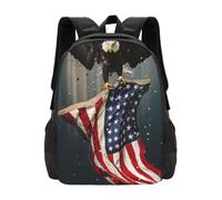 kkvhhyuo 15.6 Inch Laptop Backpack for Men Women School Bag for Boys Girls | American Usa Flag Eagle Art Printed Laptop Bag Travel Backpack Stylish Daypacks Back Pack For College Work Travel