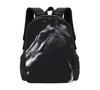 kkvhhyuo 15.6 Inch Laptop Backpack for Men Women School Bag for Boys Girls | Black White Horses Printed Laptop Bag Travel Backpack Stylish Daypacks Back Pack For College Work Travel