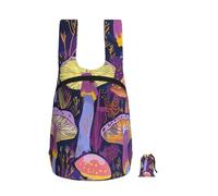 kkvhhyuo 16L Foldable Backpack, Bright Mushrooms Art Printed Lightweight Travel Packable Daypack with Zipper Closure Travel Bag for Hiking Shopping Gym Commute
