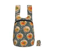 kkvhhyuo 16L Foldable Backpack, Egg Cup Noodle Ramen Printed Lightweight Travel Packable Daypack with Zipper Closure Travel Bag for Hiking Shopping Gym Commute