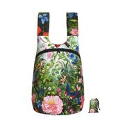 kkvhhyuo 16L Foldable Backpack, garden with birds and flowers Printed Lightweight Travel Packable Daypack with Zipper Closure Travel Bag for Hiking Shopping Gym Commute