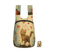 kkvhhyuo 16L Foldable Backpack, Happy Walking Kitty Printed Lightweight Travel Packable Daypack with Zipper Closure Travel Bag for Hiking Shopping Gym Commute