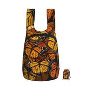 kkvhhyuo 16L Foldable Backpack, Heaps of Orange Monarch Butterflies Printed Lightweight Travel Packable Daypack with Zipper Closure Travel Bag for Hiking Shopping Gym Commute
