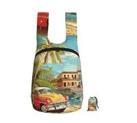 kkvhhyuo 16L Foldable Backpack, island of cuba Printed Lightweight Travel Packable Daypack with Zipper Closure Travel Bag for Hiking Shopping Gym Commute