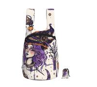 kkvhhyuo 16L Foldable Backpack, Magic Witch Witchcraft Bohemian Drawing Printed Lightweight Travel Packable Daypack with Zipper Closure Travel Bag for Hiking Shopping Gym Commute