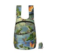 kkvhhyuo 16L Foldable Backpack, Many Frogs Sing on The Branches Summer Butterflies Printed Lightweight Travel Packable Daypack with Zipper Closure Travel Bag for Hiking Shopping Gym Commute