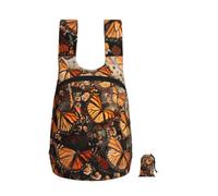 kkvhhyuo 16L Foldable Backpack, Monarch butterflies Printed Lightweight Travel Packable Daypack with Zipper Closure Travel Bag for Hiking Shopping Gym Commute