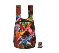 kkvhhyuo 16L Foldable Backpack, Origami Paper Cranes Printed Lightweight Travel Packable Daypack with Zipper Closure Travel Bag for Hiking Shopping Gym Commute