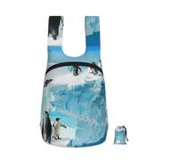 kkvhhyuo 16L Foldable Backpack, Penguin on the Iceberg Printed Lightweight Travel Packable Daypack with Zipper Closure Travel Bag for Hiking Shopping Gym Commute