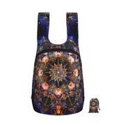 kkvhhyuo 16L Foldable Backpack, Rectangle Mandala art Printed Lightweight Travel Packable Daypack with Zipper Closure Travel Bag for Hiking Shopping Gym Commute