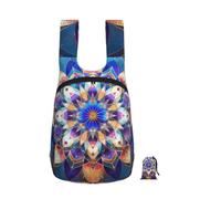 kkvhhyuo 16L Foldable Backpack, Rectangle Mandala Printed Lightweight Travel Packable Daypack with Zipper Closure Travel Bag for Hiking Shopping Gym Commute