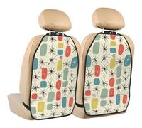kkvhhyuo 2-in-1 Car Seat Organiser and Kick Mat Protector 2 Pack, Atomic Stars Retro Pattern Printed Car Seat Back Protectors Universal Fit for SUV Sedan Truck