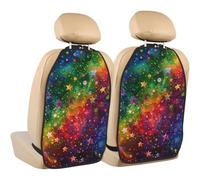 kkvhhyuo 2-in-1 Car Seat Organiser and Kick Mat Protector 2 Pack, Colorful Rainbow Stars Printed Car Seat Back Protectors Universal Fit for SUV Sedan Truck