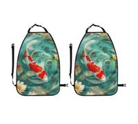kkvhhyuo 2-in-1 Car Seat Organiser and Kick Mat Protector 2 Pack, Japanese Pretty Koi Fish Printed Car Seat Back Protectors Universal Fit for SUV Sedan Truck