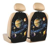 kkvhhyuo 2-in-1 Car Seat Organiser and Kick Mat Protector 2 Pack, Planets Stars and Galaxy Printed Car Seat Back Protectors Universal Fit for SUV Sedan Truck