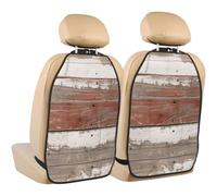 kkvhhyuo 2-in-1 Car Seat Organiser and Kick Mat Protector 2 Pack, Rustic Old Barn Wood Printed Car Seat Back Protectors Universal Fit for SUV Sedan Truck
