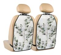 kkvhhyuo 2-in-1 Car Seat Organiser and Kick Mat Protector 2 Pack, White Natural Greenery Twig Printed Car Seat Back Protectors Universal Fit for SUV Sedan Truck