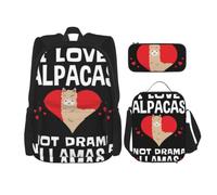 kkvhhyuo 3 Pieces School Bag Set with Backpack Lunch Bag Pencil Case | I Love Alpacas Printed Rucksack Bag Back To School Backpack For Boys Girls Travel Daily Use