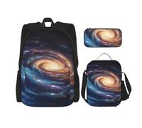 kkvhhyuo 3 Pieces School Bag Set with Backpack Lunch Bag Pencil Case | Space Spiral Cosmic Energy Printed Rucksack Bag Back To School Backpack For Boys Girls Travel Daily Use