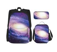 kkvhhyuo 3 Pieces School Bag Set with Backpack Lunch Bag Pencil Case | Spiral Galaxy Printed Rucksack Bag Back To School Backpack For Boys Girls Travel Daily Use