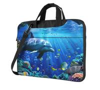 kkvhhyuo 3D Underwater world fish dolphi Print Laptop Bag Case 13 inch, Computer Sleeve Cover with Shoulder Strap and Handle Briefcase Carry Case for Men Women to Work School Travel