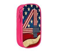 kkvhhyuo 4th of July Patriotic Flag Pencil Case Pink Pencil Bag | Large Capacity Pencil Pouch Stationery Organizer Makeup Bag For Students Office Travel Art Supplies