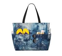 kkvhhyuo Abstract Blue Print Large Beach Bag for Women Waterproof Beach Tote Bag with Zip and Pocket Shopping Bag Travel Bag Holiday Handbag for Travel Traveling Shopping