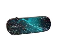 kkvhhyuo Abstract Polygonal Space Print Leather Pencil Case, Leather Aesthetic Pencil Pouch Stationery Bag Pen Holder for Stationery Makeup Utensils Organizer