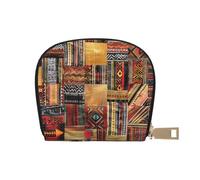 kkvhhyuo African Textile Patchwork Print Coin Purse, Leather Mini Coin Pouch Purses with Zipper Purses Bag for Women Men