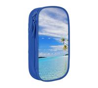 kkvhhyuo Aitutaki Lagoon, Cook Islands Pencil Case, Double Layer Pen Bags | Large Capacity Pencil Box, Oxford Fabric Stationery Organizer Bag for School Office Travel Kids, Blue