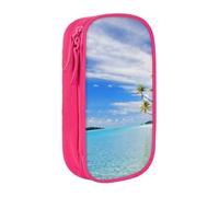 kkvhhyuo Aitutaki Lagoon, Cook Islands Pencil Case, Double Layer Pen Bags | Large Capacity Pencil Box, Oxford Fabric Stationery Organizer Bag for School Office Travel Kids, Pink