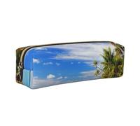 kkvhhyuo Aitutaki Lagoon, Cook Islands Pencil Case PU Leather Gold Zipper | Large Capacity Pen Pouch Stationery Organizer Bag For School Office Travel Makeup