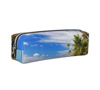kkvhhyuo Aitutaki Lagoon, Cook Islands Pencil Case PU Leather Silver Zipper | Large Capacity Pen Pouch Stationery Organizer Bag For School Office Travel Makeup